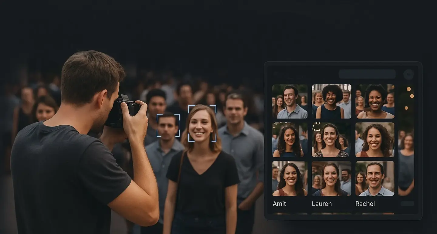 AI face recognition photo sharing for events