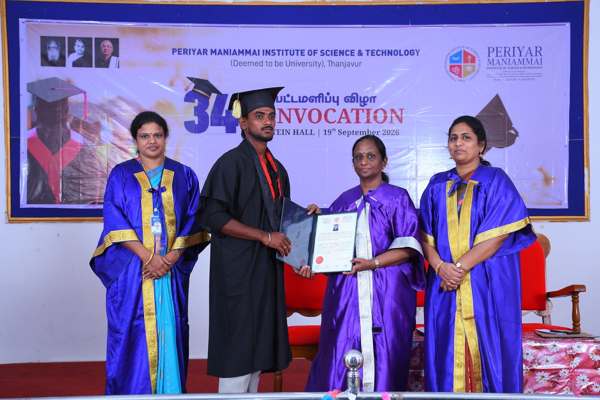 Group portrait of graduates in convocation attire